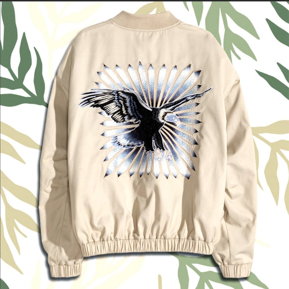 H&M Embroidered Eagle Bomber Jacket